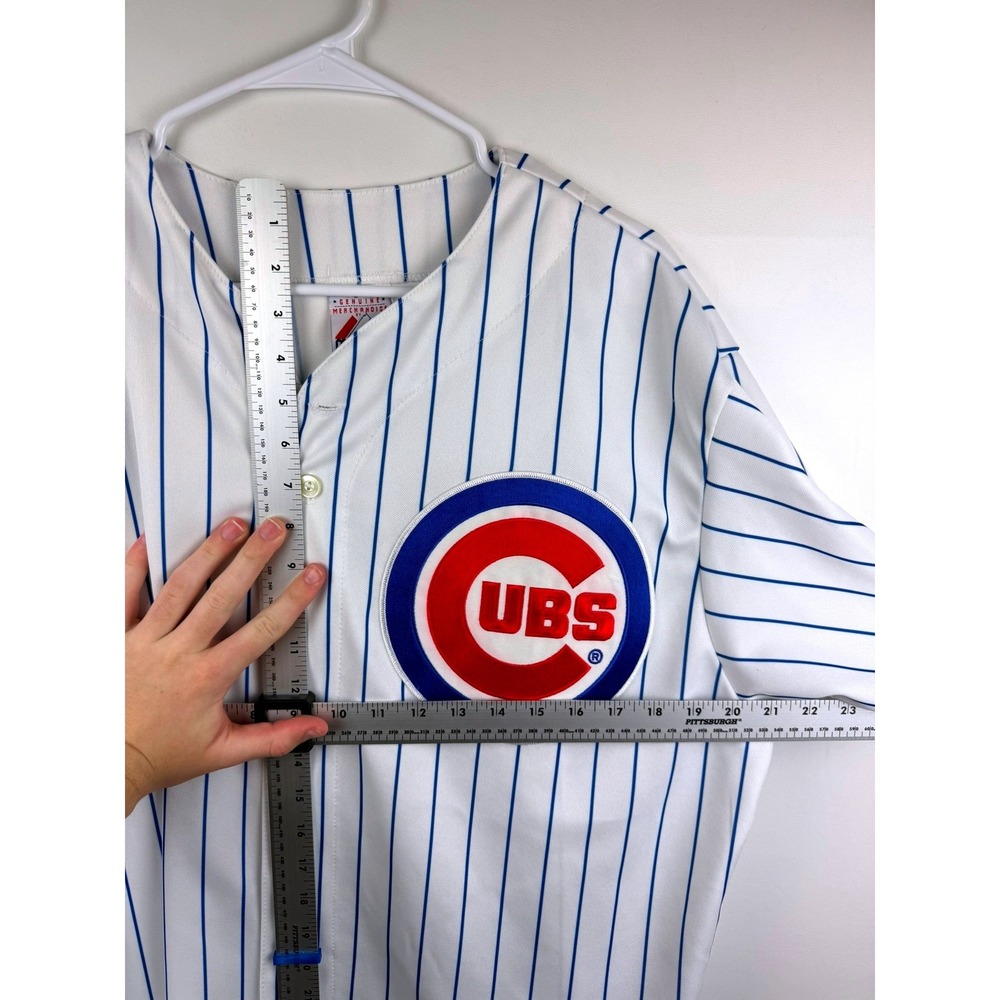 Majestic Mens Chicago Cubs MLB Baseball Jersey White Blue Pinstripe XL 6400 - Picture 6 of 8